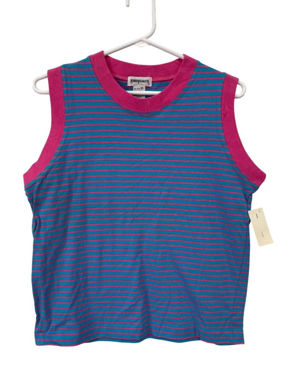 Vintage 80s Lord Isaacs Tank Top Size Medium Striped Crewneck Cotton Deadstock N